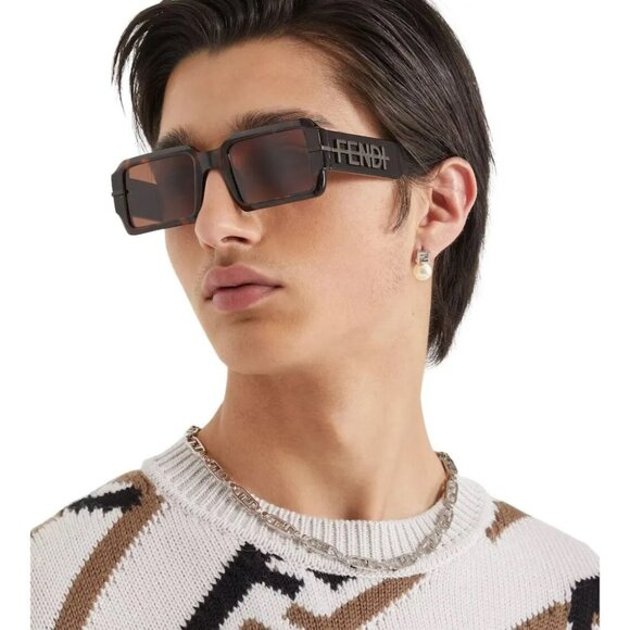 Fendi FENDIGRAPHY Women Sunglasses Rectangle Brown FE40073U 50E NEW AUTHENTIC - Picture 8 of 11